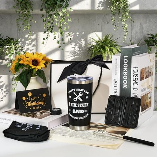 Iyxeo Funny Birthday Gifts for Men, Men's Gift Set with Tumbler, Telescopic Back Scratcher & Novelty Socks, Unique Present Ideas for Dad, Husband, Brother, Boyfriend, Father's Day & Valentine's — view 2