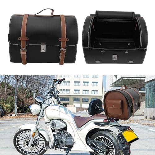PolyGen Motorcycle Tail Bag with Combination Lock for Scooters/Electric Vehicles, 29.5L Large Capacity Water Defiance Motorcycle Trunk Bag for Helmet Storage (Black with Brown Band) — view 5