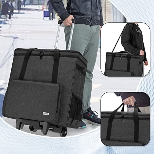 CURMIO Rolling Desktop Computer Carrying Case with Wheels, Black — view 4