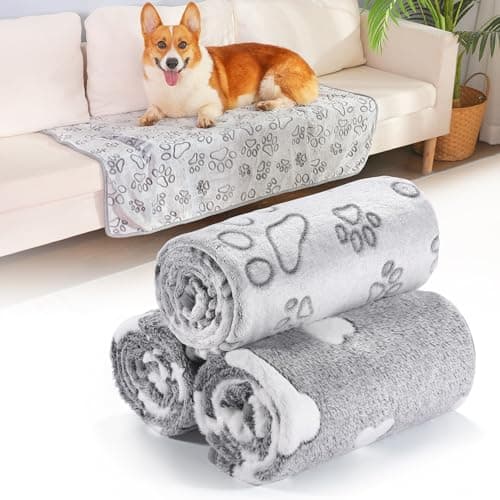 HezzLuv 3-Pack Dog Blankets - Soft Fluffy Washable Fleece Pet Throw