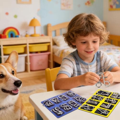 Educational Wire Metal Puzzle Set Brain Teaser Game Metal Puzzle Set For In — view 4