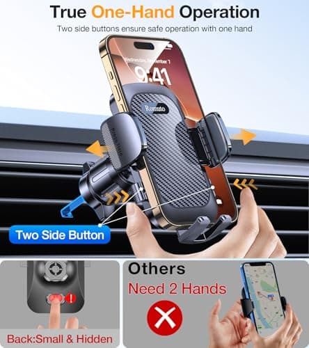 Romuto Car Phone Holder Mount【Strong Suction】Mobile Phone Holder for Cars Phone Mount for Car Vent/Windscreen/Dashboard Desktop Stand Phone Holder Van Car Accessories for Women Men for iPhone Samsung — view 5