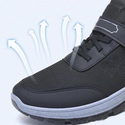 Sneake Men's Orthopaedic Trainers with Lacing Sports Shoes Mesh, black, 9.5 — view 6
