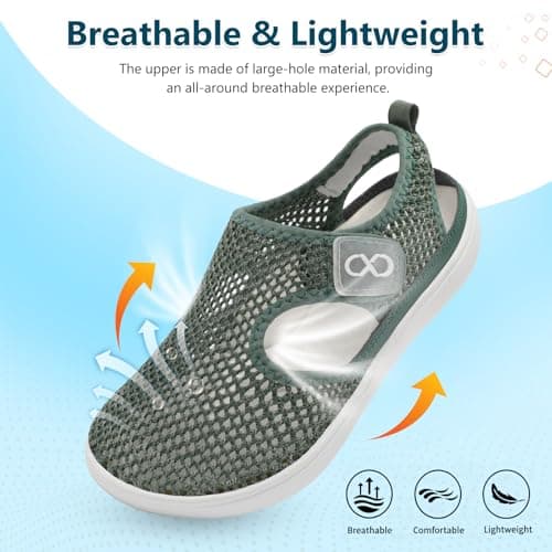 JOINFREE Womens Summer Shoes Wide Fit Mesh Breathable Walking Shoes Adjustable Strap Sandals for Elderly Seniors Anti Slip Rubber Sole Lightweight Comfort Fit Trainers Dark Green — view 4