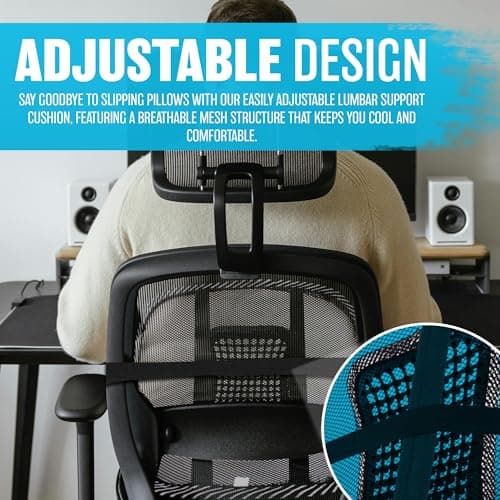 BARGAINS-GALORE Mesh Black Lumbar Cushion - Office Seat Spine Support Pain Relief | Lower Back Posture for Work, Computer or Gaming Desk, Driving | Healthy — view 3