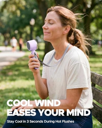 EasyAcc Portable Handheld Turbo Fan, Powerful High Speed Cooling Fan, 5 Speeds 4000mAh USB-C Rechargeable Mini Desk Fan for Travel, Outdoor, Summer & Hot Flashes Purple — view 4
