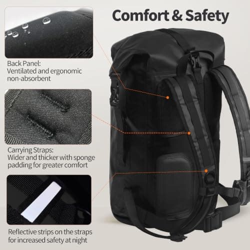 Origem Waterproof Backpack 35L-85L Dry Bag for Swimming (Dark Black, 35L) — view 5