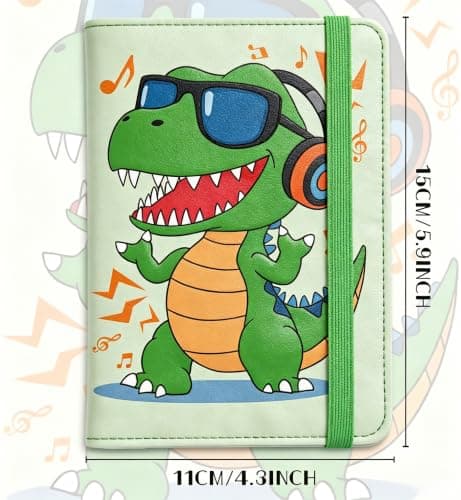 beinkmake Cute Cool Dino Passport Holder for Travel, 5.9" x 4.3" — view 2