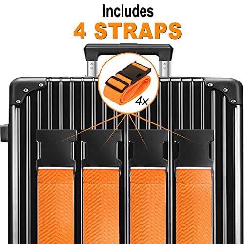 Chelmon - Luggage Straps for Suitcases TSA Approved (4 Units), Orange Color — view 2
