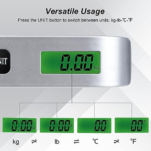 2 Pcs - silver Travel Digital Luggage Scale - Portable Baggage Scale - Suitcase Weight Scale - Ideal for Travel Scale Luggage Weight - 110LB/50KG, Includes Battery - Temperature Display Hanging Scales — view 4