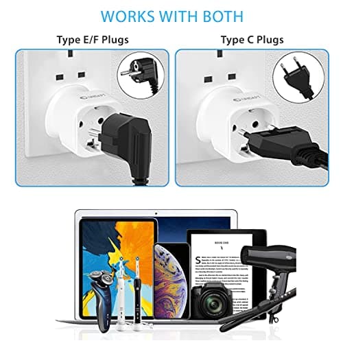 Unidapt EU to UK Plug Adapter, Euro Schuko 2 Pin to 3 Pin, 2 Pack, Type G — view 5