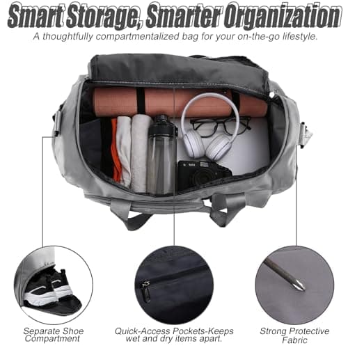 Lychico Large Sports Duffle Bag with Shoe Compartment, Waterproof Gym Bag for Men & Women, Multi-Compartment Holdall for Travel, Work, Overnight — view 3