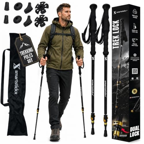 SmartstickX Trek Lock Trekking Pole Set of 2 w/Dual Lock & Cork-EVA Grip