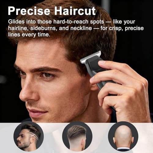 COSOUL Beard Trimmer for Men Professional Hair Clipper Compact Portable Mens Mustache Trimmer Face Bald Head Razor Shaver Electric Body Hair Trimmer for Men — view 3