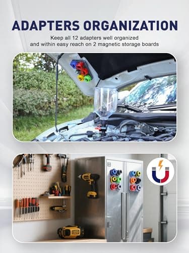 SMART JERRY - Spill-Proof Engine Oil Funnel Kit｜Oil Change Funnel w/ 12 Adapters & 2 Magnetic Adapter Organizer Boards｜Transparent Body w/Scale & Shut-Off Valve｜Universal Fit — view 4