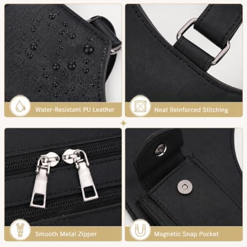 Double Shoulder Armpit Underarm Satchel Bag Men's Leather Unisex Underarm Bag Hidden Adjustable Anti-Theft Double Straps Wallet Crossbody Multi-Pocket Women for Travel Camping Hiking Daily Commute — view 5