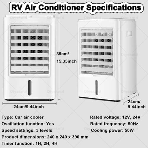 SXXAZLDP Portable Air Conditioner, 4 in 1 Evaporative Cooler with Humidifier & Fan, 3 Speeds for Home Office Car Van, 12V AC Unit — view 3