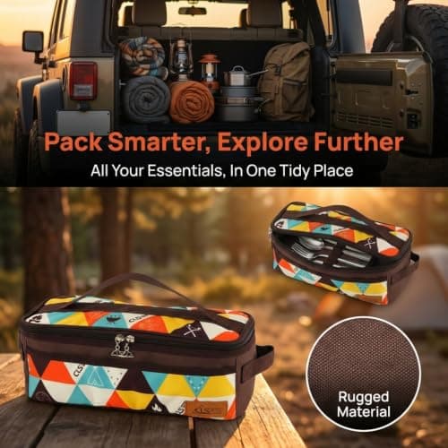 MagiDeal Outdoor Storage Container Cutlery Organizer Bag Portable Travel Carrier Oxford Material Camping Storage Suitable for Picnic Road Meal Cooking — view 6