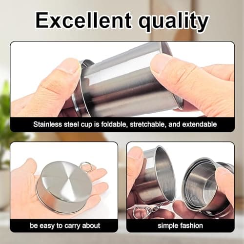 PHMING 2 Pack Collapsible Cup 150ml, Stainless Folding Cup — view 5