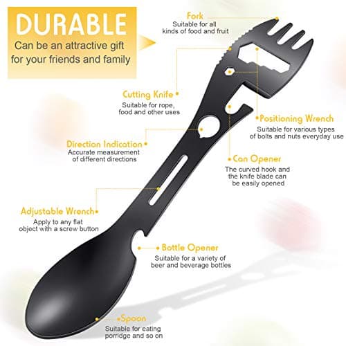 Utility Camping Spork 8 in 1 Travel Stainless Steel Cutlery Set with Pouch — view 3