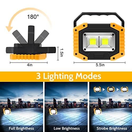 Edasion 30W LED Work Light Rechargeable COB Floodlight Super Bright 2000LM Portable Light Outdoor USB Battery Security Light Waterproof for Camping Fishing Hiking Car Garage BBQ — view 2