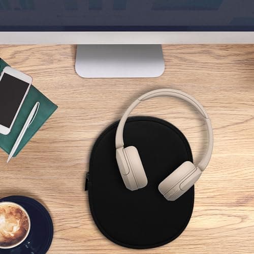 kwmobile Neoprene Headphone Case for WH-CH520 / WH-CH510 / MDR-ZX110 Cover – Over-Ear Headset Storage Pouch - Soft Travel Carry Bag Black — view 3