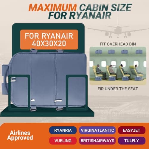 xlodea for Ryanair Cabin Bags 40x30x20 Cabin Bag Travel Backpack — view 2