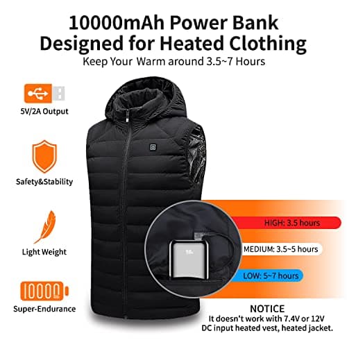 OKZU 5V 2A Power Bank for Gilet Vest Battery Pack, 10000mAh Packet Size LED Display Portable Charge for Heated Clothing, USB Heated Blanket, Coat — view 2