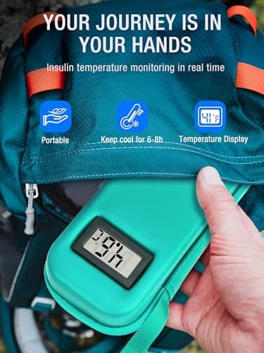 Leng Ke Insulin Cooler Travel Case TSA Approved, Temperature Display Peptide Case, Portable Insulin Pen Cooler Travel Case for Ice Pack, Travel Diabetic Supplies (Green) — view 2