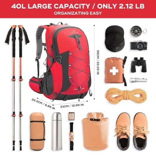 Maelstrom 40L Hiking Backpack, Lightweight Camping Daypack with Rain Cover — view 2