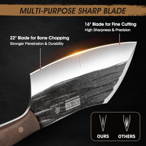 HOSHANHO 6" Cleaver Knife, Hand Forged Chopper Butcher Meat Cleaver Knife — view 2