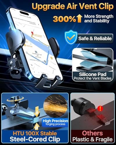 2026 BEST Car Phone Holder [110+LBS Strongest Suction & True Military-Grade]Rotatable Universal Mobile Phone Mount Dashboard Windscreen Vent Cradle Van Accessories for iPhone 16 Pro Max,Deep Black — view 5
