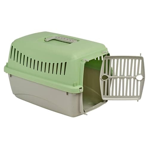URBNLIVING Transportini Pet Carrier Travel Crate for Cats & Small Dogs | Portable Lightweight Cage with Ventilation | Pastel Design - Large - Green — view 6