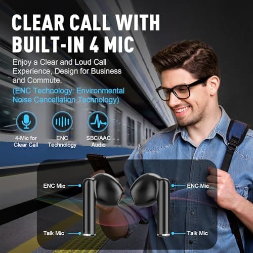 ZIPFORCE True Wireless Earbuds, in-Ear Bluetooth 5.3 Headphones 4-Mics ENC Clear Call, Bluetooth Earbuds Touch Control 40 Playtime, IPX6 Waterproof TWS, Light-Weight Earphones — view 3