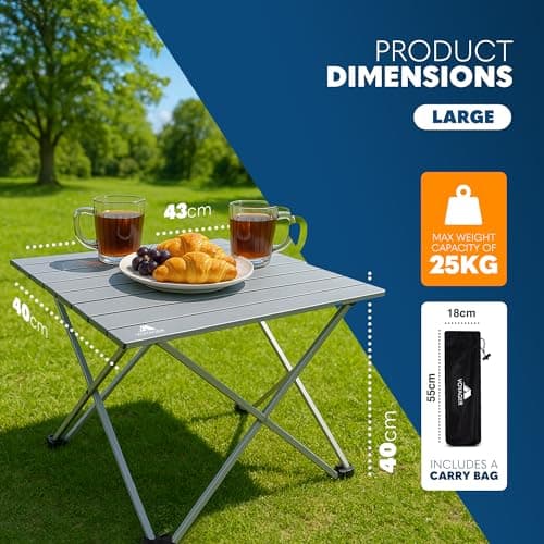 Voyager Camping Table – Foldable Outdoor Table with Adjustable Height, Extra Storage, Quick Setup, Lightweight & Durable – Compact Table for Camping, Picnic & Travel –large 49x46x40cm — view 2