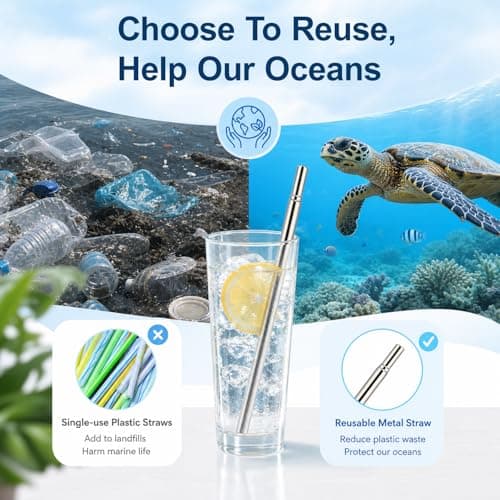 Metal Straws Reusable with Case and Cleaning Brush, Stainless Steel Collapsible Telescopic Drinking Straw, Portable Travel Metal Straw Set for Home Office and Travel Use (Black) — view 4