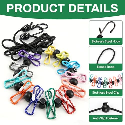 2Pcs Portable Clothesline with 24pcs Colorful Clips & 1Pcs Storage Bags — view 4