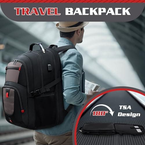 Z-MGKISS Large Travel Laptop Backpack, Anti-Theft 17.3" Laptop Rucksack with USB, TSA-Friendly Work & Travel Bag for Men Women, Grey — view 5
