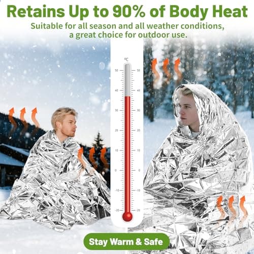 Emergency Thermal Foil Blankets 12-Pack, Survival Blanket 210cm x 130cm — view 5