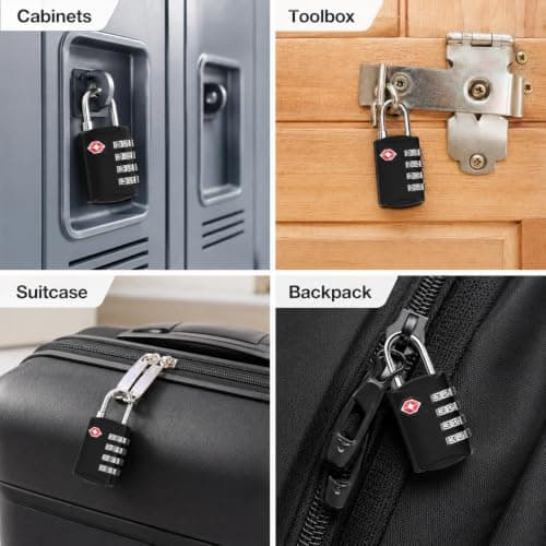 Diyife TSA Luggage Locks, [Updated Version][2 Packs] 4-Digit Security Padlock, Combination Padlocks, Code Lock for Travel Suitcases Luggage Bag Case etc. Black — view 6