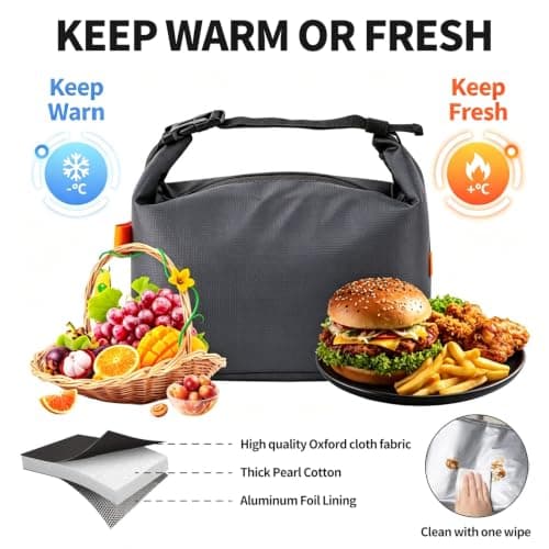 BEZHGOC Insulated Lunch Bag for Women Men, Reusable Leakproof Lunch Box Tote Bag Thermal Cooler Bag for Work School Picnic Travel — view 2