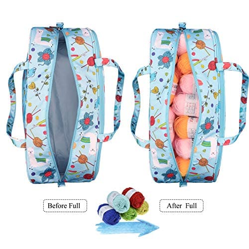 Coopay Knitting Bag, Knitting Bags for Wool and Needles Storage, With Handy Compartment for Extra Long Knitting Needles and Hooks, Crochet Bag with Side Pocket, Knitting Organizer Lightweight Large — view 3