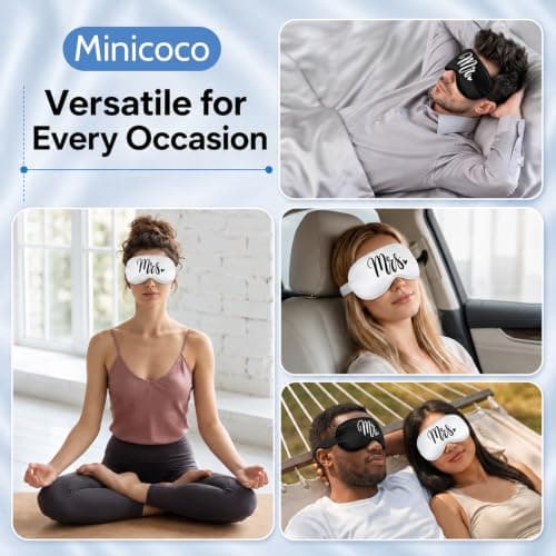 Mr and Mrs Sleep Mask,Blindfold Wedding Games for Reception,Couple Sleep Eye Mask,Wedding Night Bride to Be Sleep Mask,Honeymoon Just Married Black and White Gift Set — view 6