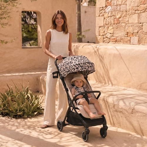 My Babiie MBX6 Autofold Stroller – from Birth to 4 Years (22kg), Foldable & Compact, Lightweight, Travel Buggy for Toddlers, Pushchair Includes Rain Cover - Fawn Leopard — view 2