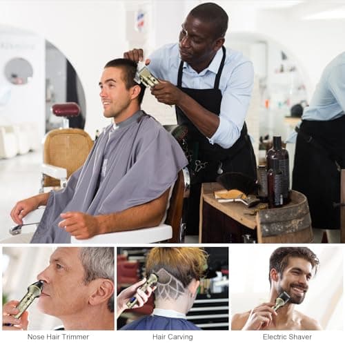Suttik Professional Hair Clippers for Men 3 in 1 Beard Trimmer/Nose Hair Trimmer/Electric Shaver Clippers and Trimmers Set USB Rechargeable Grooming Kit Mens Gifts — view 5