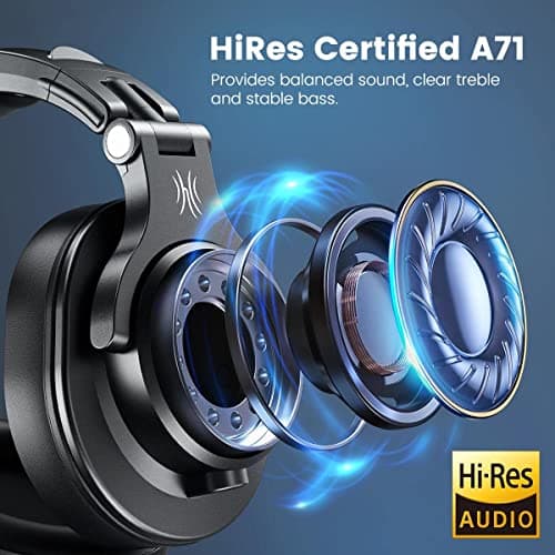 OneOdio A71 Hi-Res Studio Recording Headphones - Wired Over Ear Headphones with SharePort, Professional Monitoring & Mixing Foldable Headphones with Stereo Sound (Black) — view 2