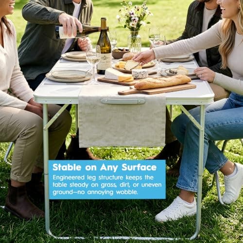 Harbour Housewares Folding Table - 80cm x 60cm - White - Small Metal Trestle Tables Foldable Portable Side Table for Indoor, Outdoor, Garden, BBQ, Pinic, Dining, Camping — view 6
