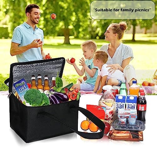 2 pack small Food Cooler Bag, 5L/7L thermal insulation picnic bag, Portable Delivery Bag with Zipper, Great Cooler Bag for Picnic, Travel, Food Delivery (Black) — view 3