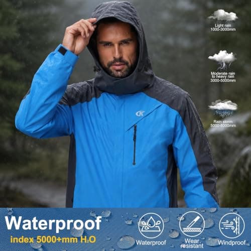 yuyangdpb Mens Waterproof Jacket Lightweight Hooded Raincoat — view 3
