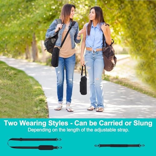 YEENAIV 40oz Water Bottle Carrier Bag, Sport Water Bottle Carrier Sling Bag with Adjustable Strap, Water Cup Holder with 2 Pockets for Walking Hiking Camping-Black — view 6